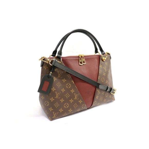 LOUIS VUITTON - Monogram Canvas Brown & Burgundy V TOTE MM Shoulder Bag - Picture 3 of 12